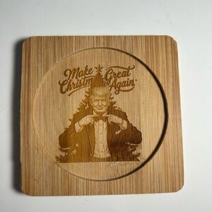 Engraved Bamboo Coaster - Make Christmas Great Again